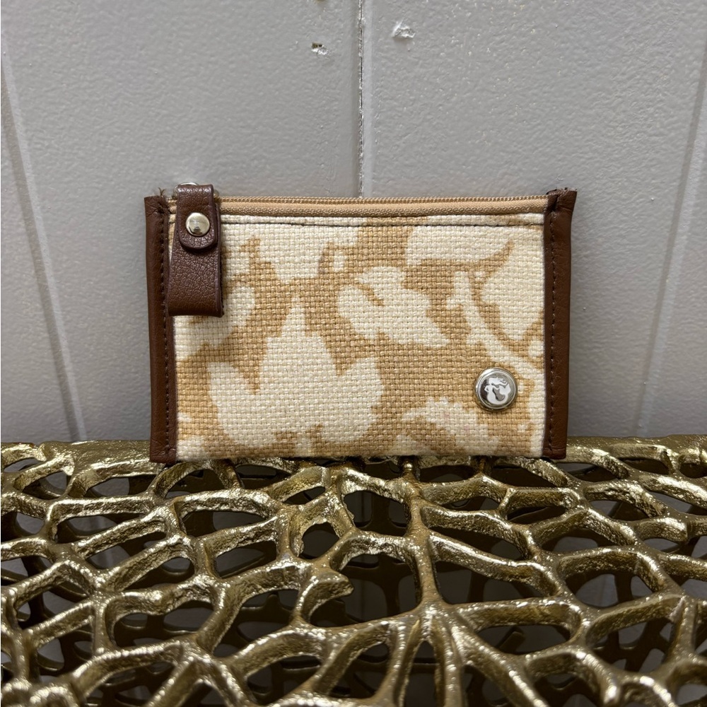 Spartina 449 Elegant Gold and Tan Zipper Wallet